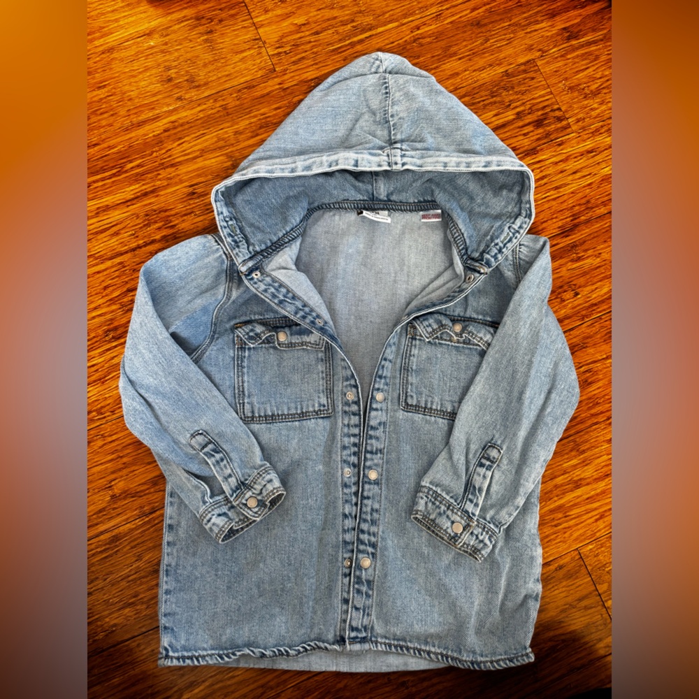 EUC Zara Kids denim Overshirt with hood